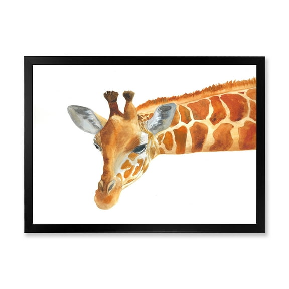 Designart 'Close Up Portrait of A Giraffe IX' Farmhouse Framed Art Print