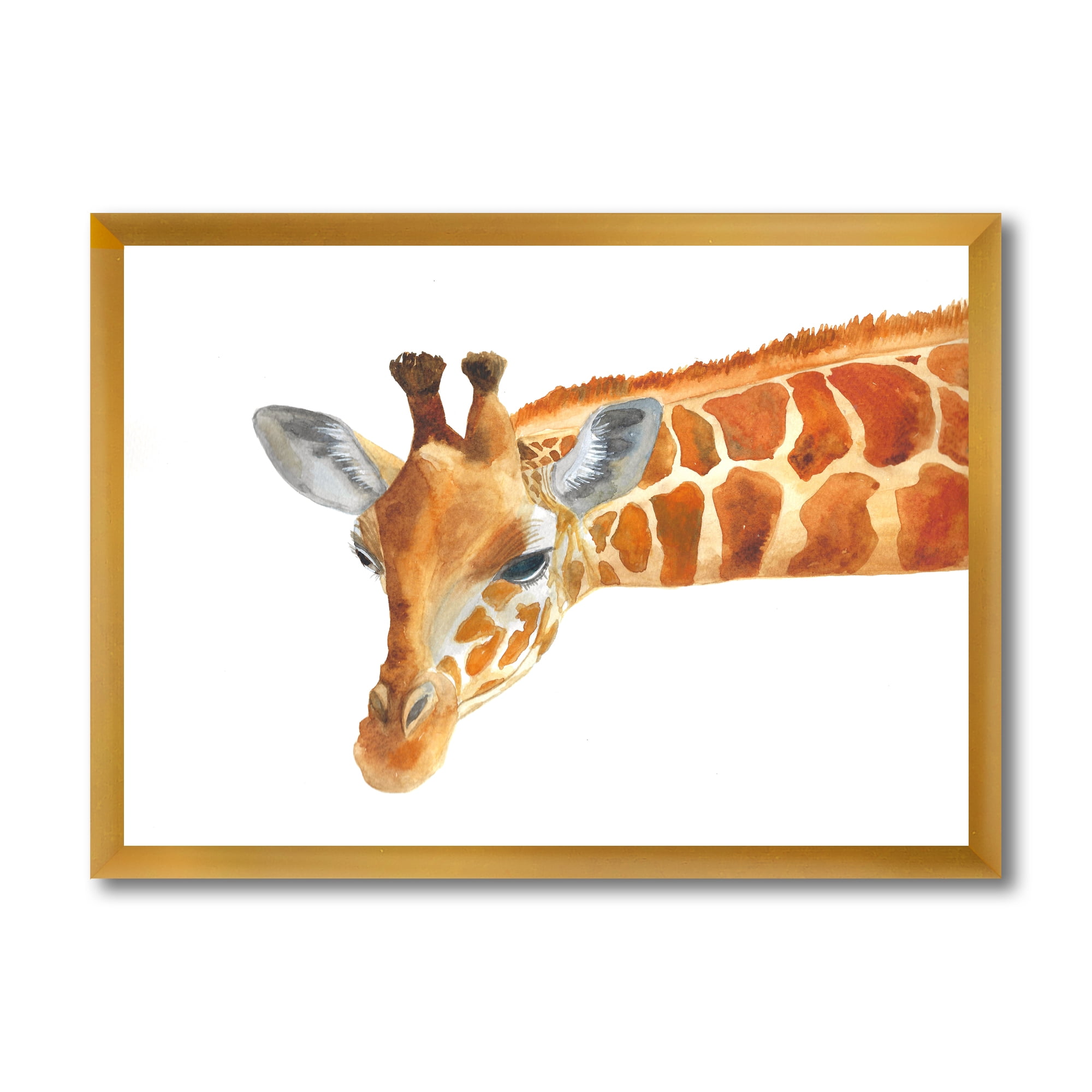 Designart 'Close Up Portrait of A Giraffe IX' Farmhouse Framed Art Print