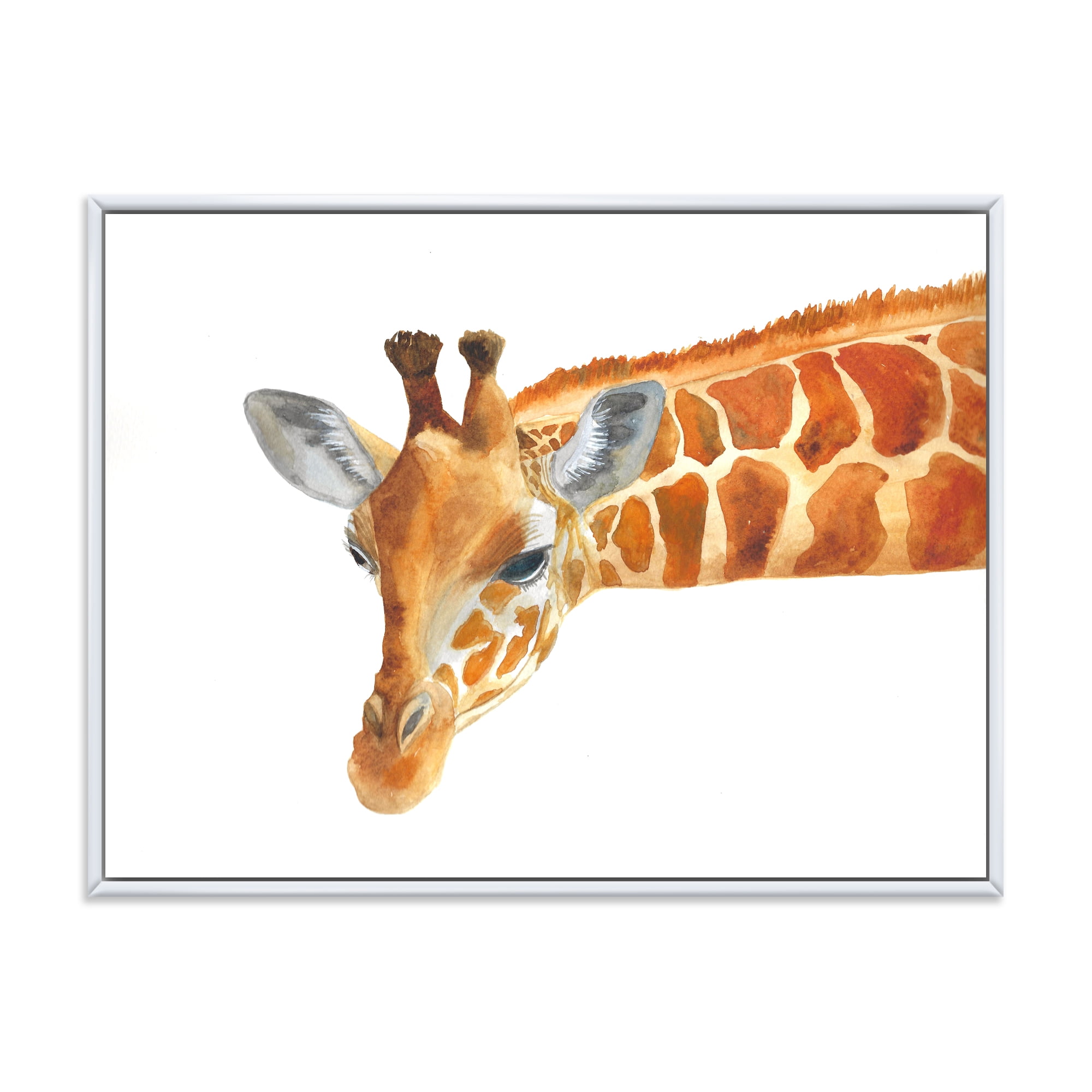 Designart 'Close Up Portrait of A Giraffe IX' Farmhouse Framed Canvas Wall Art Print