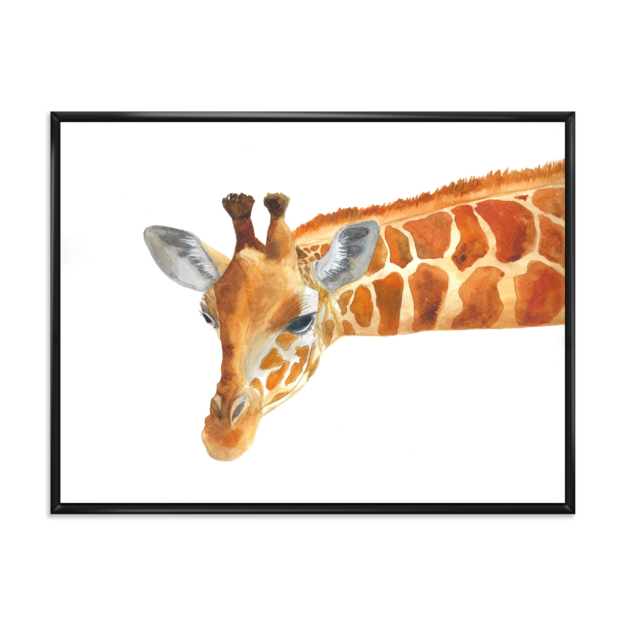 Designart 'Close Up Portrait of A Giraffe IX' Farmhouse Framed Canvas Wall Art Print