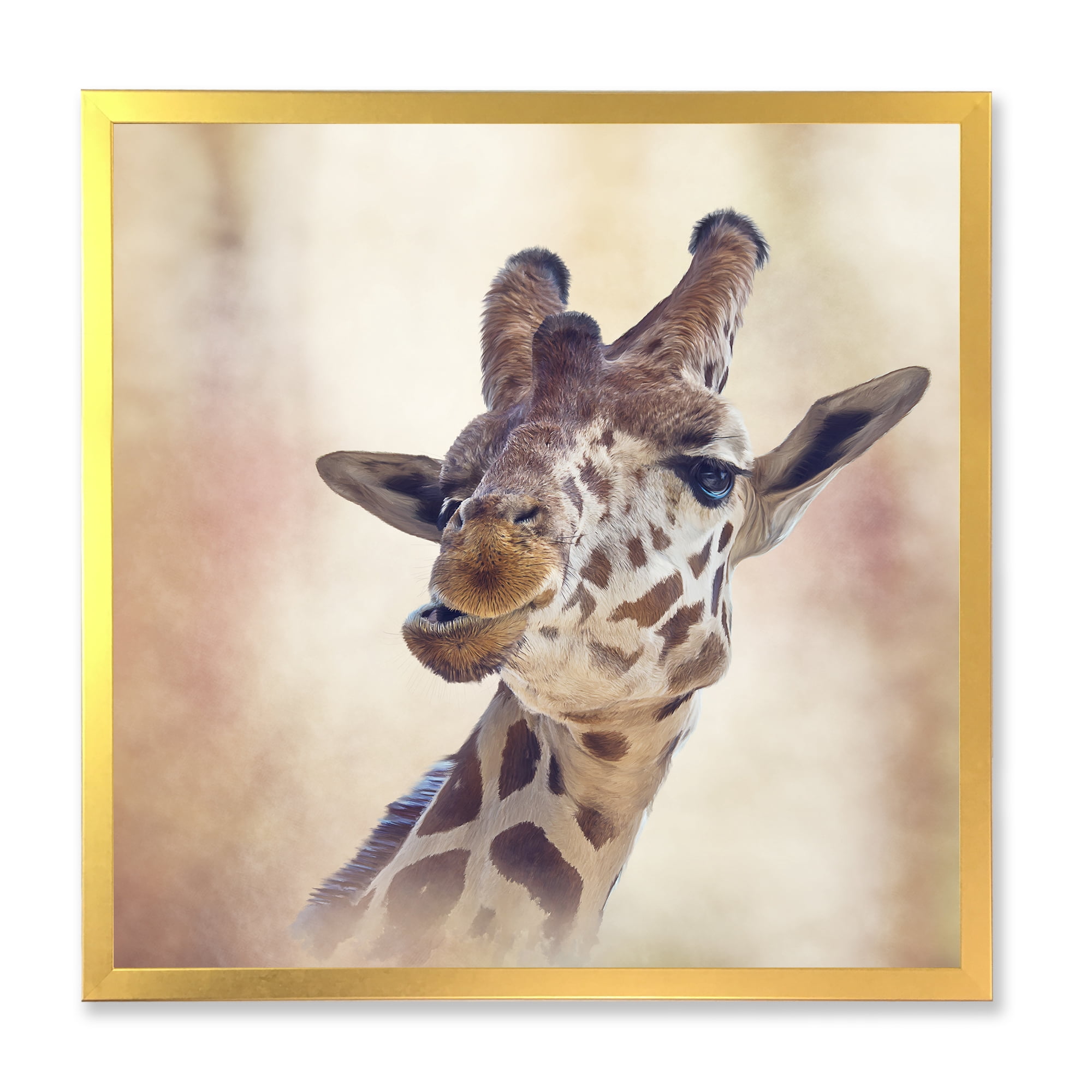 Designart 'Close Up Portrait of A Giraffe VI' Farmhouse Framed Art Print