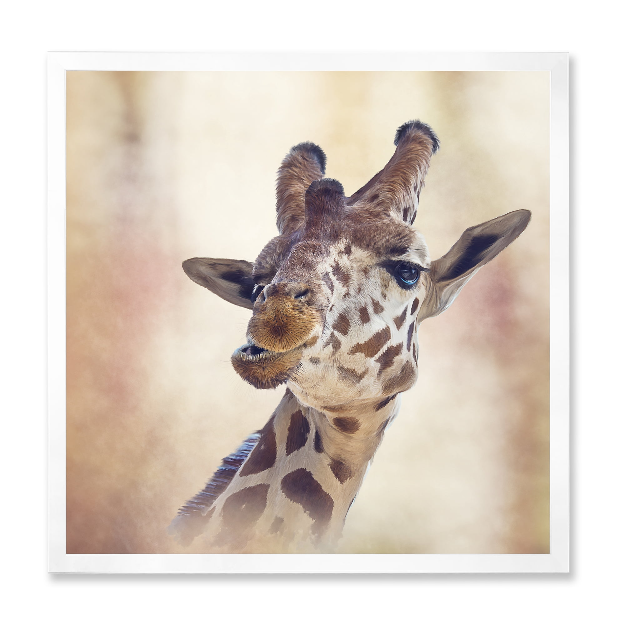 Designart 'Close Up Portrait of A Giraffe VI' Farmhouse Framed Art Print