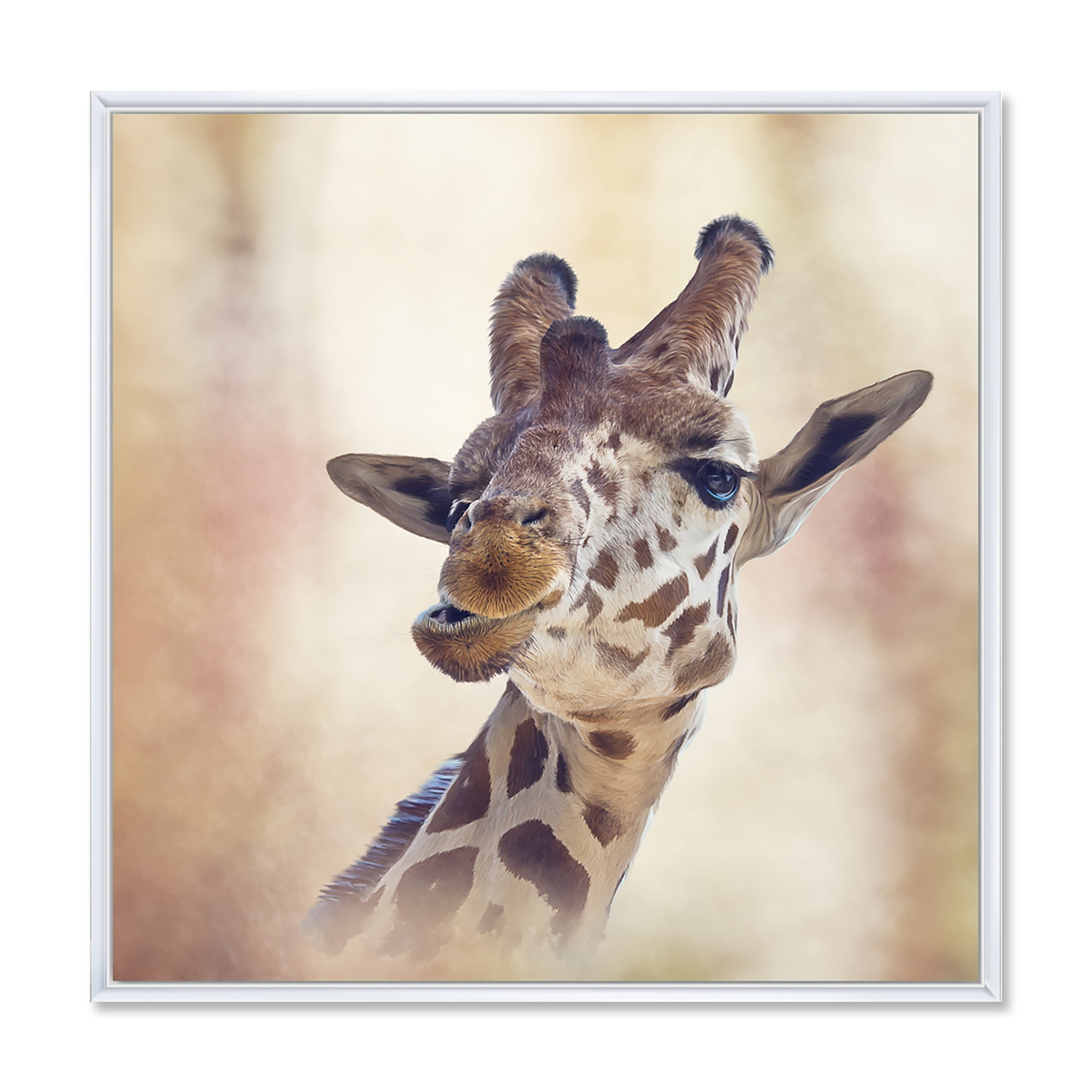 Designart 'Close Up Portrait of A Giraffe VI' Farmhouse Framed Canvas Wall Art Print