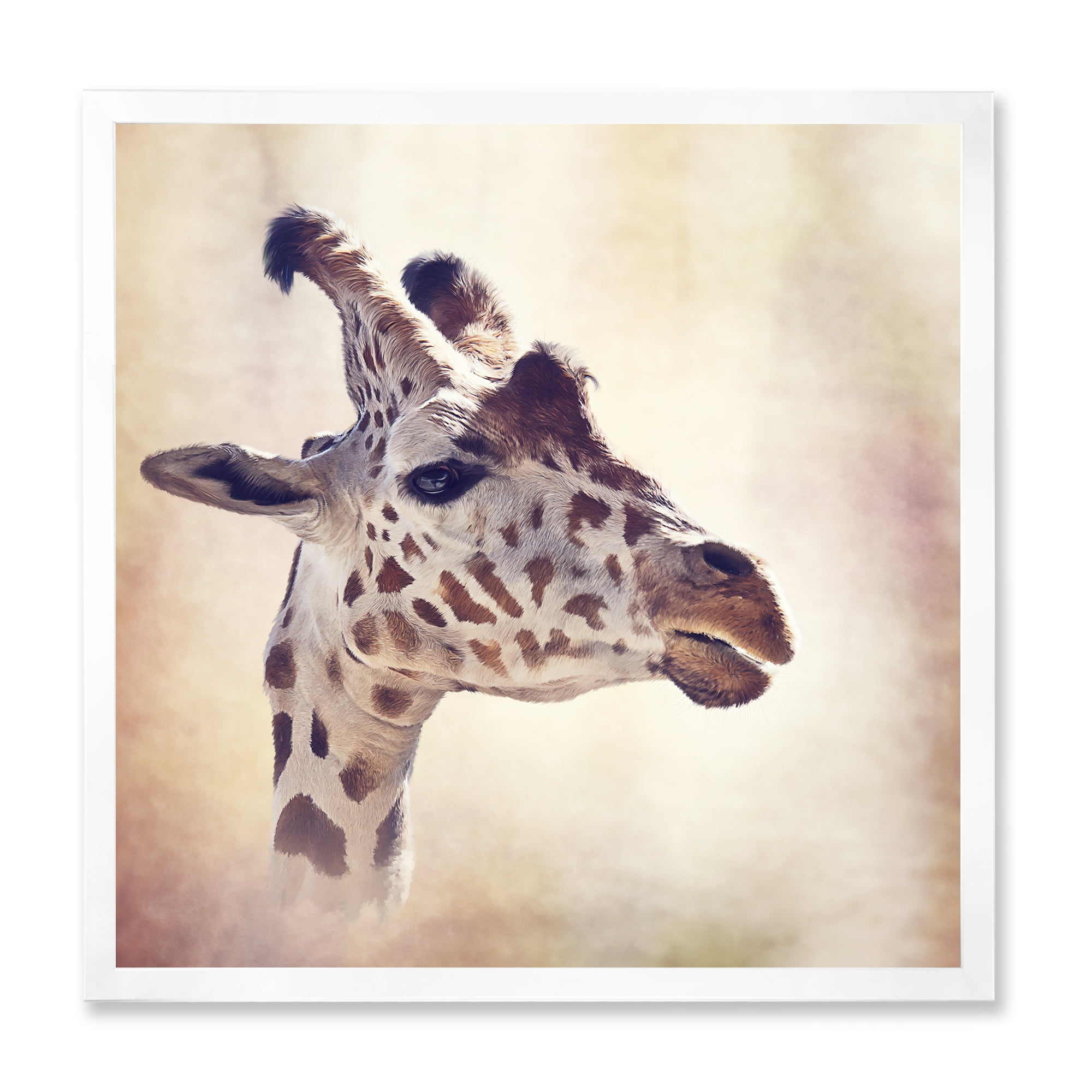 Designart 'Close Up Portrait of A Giraffe VII' Farmhouse Framed Art Print
