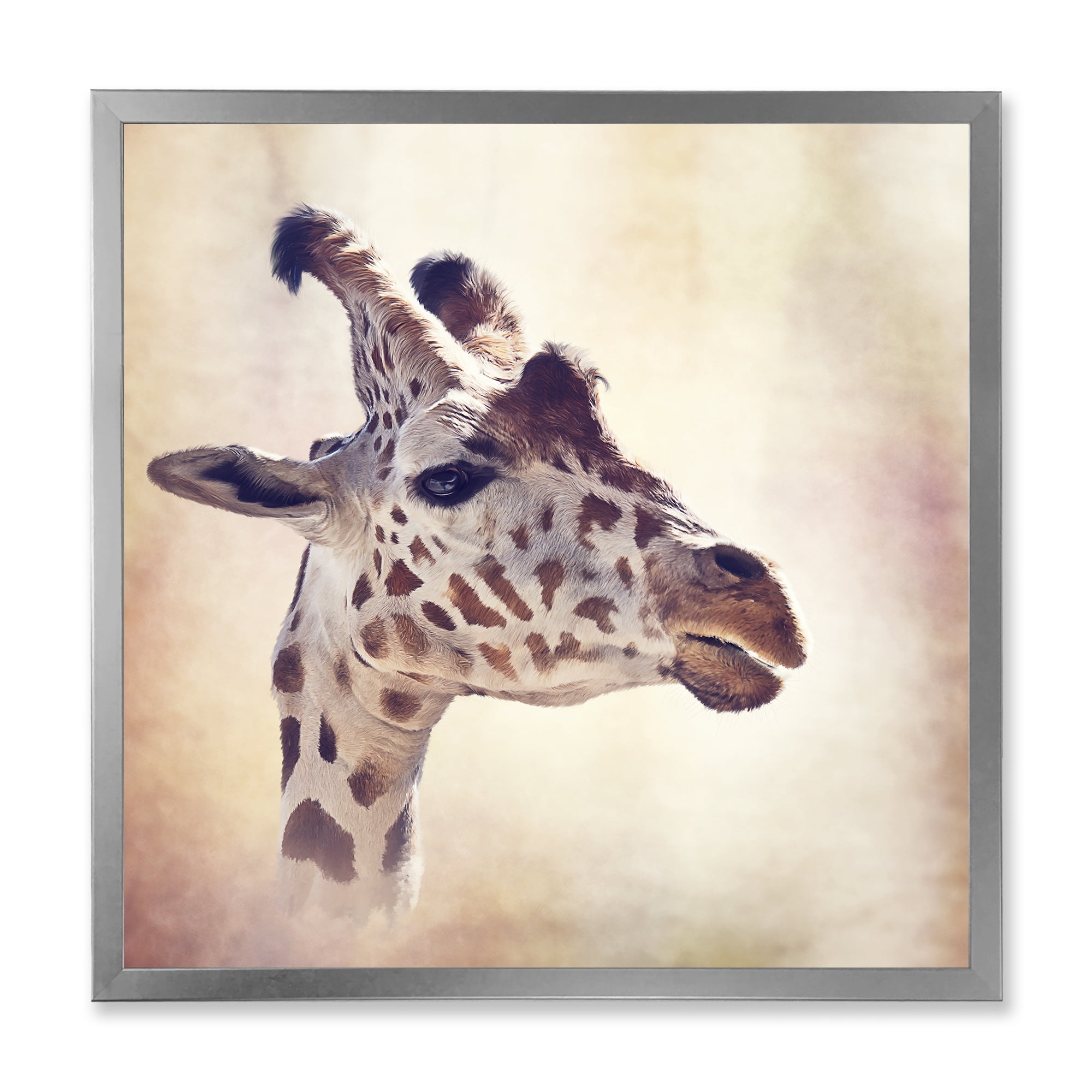 Designart 'Close Up Portrait of A Giraffe VII' Farmhouse Framed Art Print