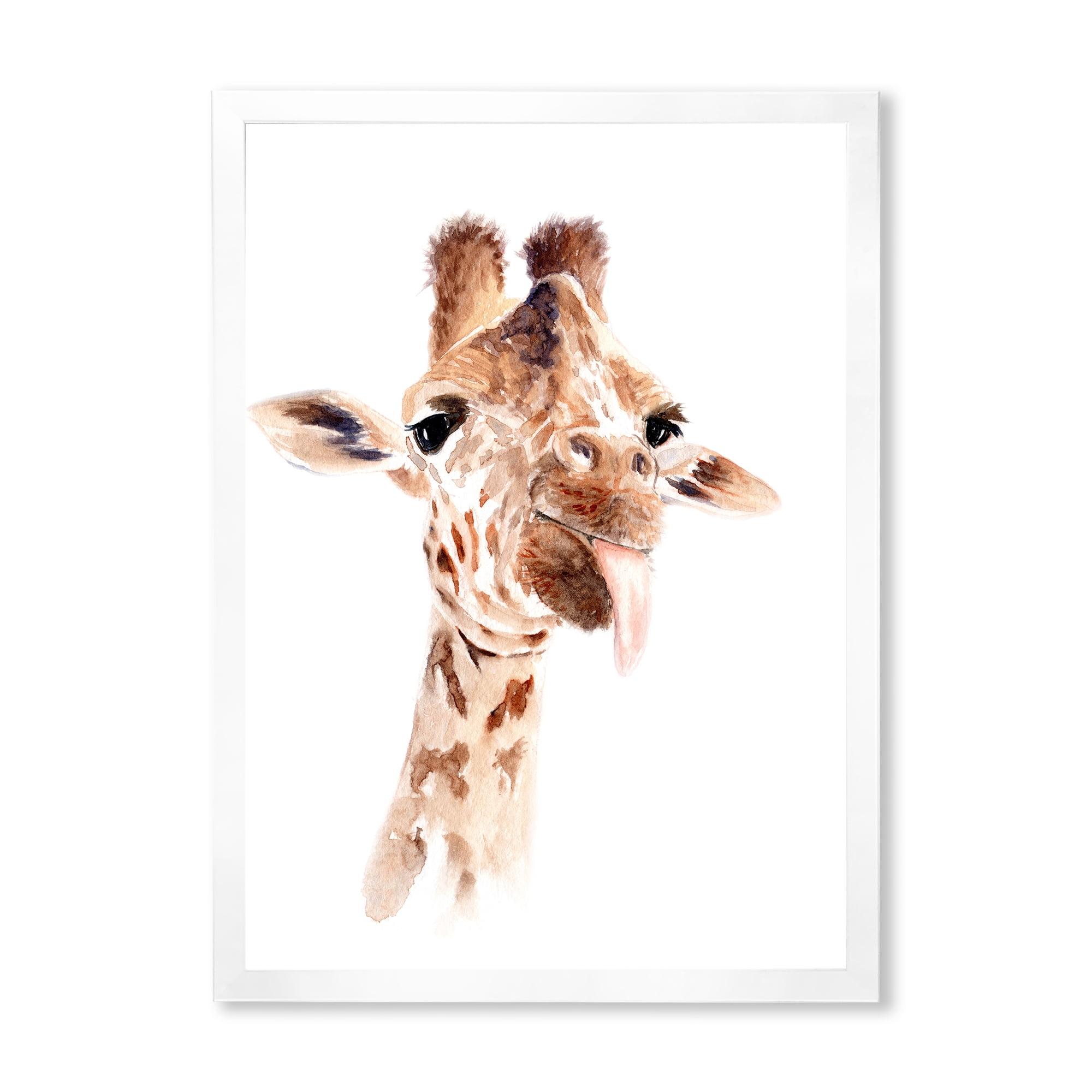 Designart 'Close Up Portrait of A Giraffe X' Farmhouse Framed Art Print