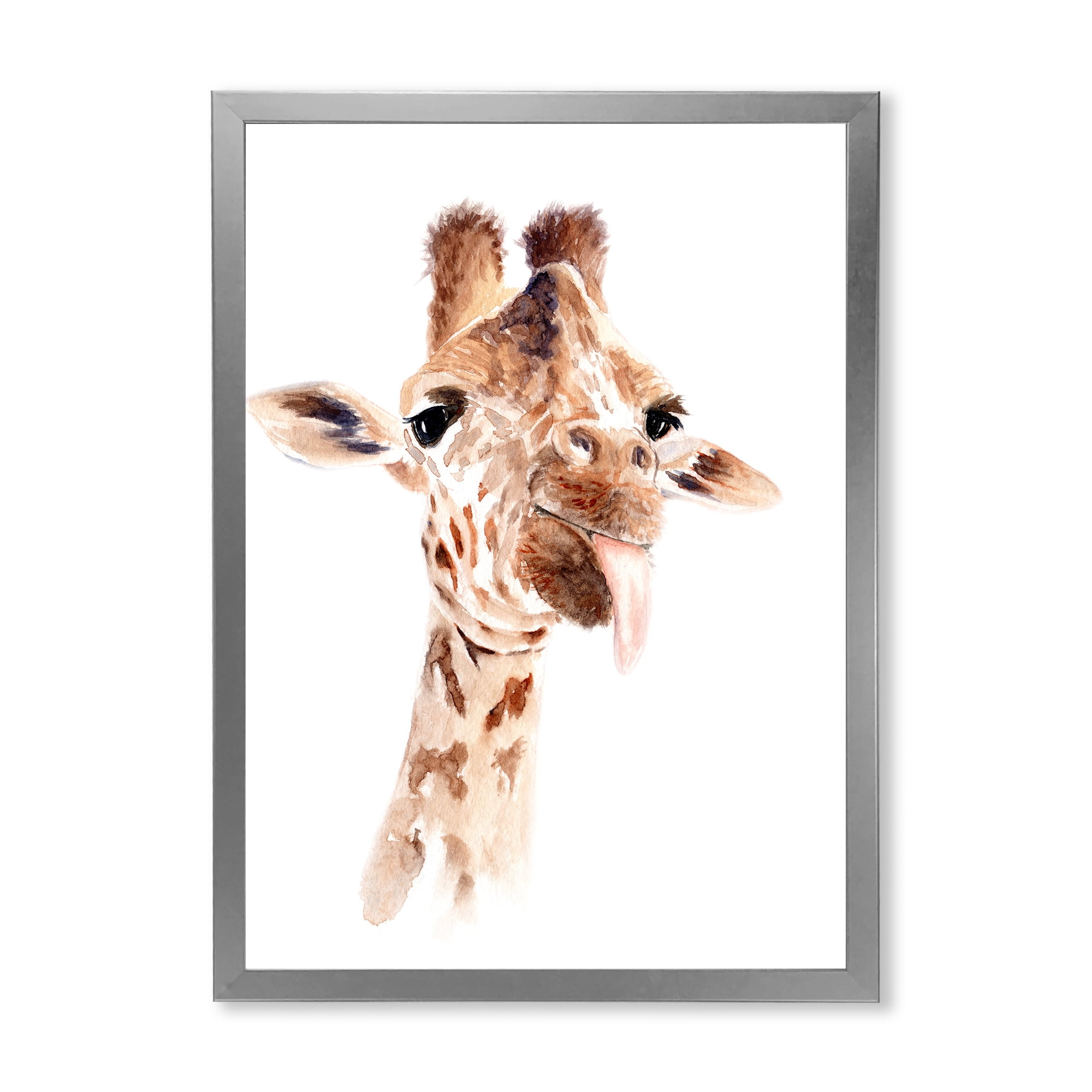 Designart 'Close Up Portrait of A Giraffe X' Farmhouse Framed Art Print