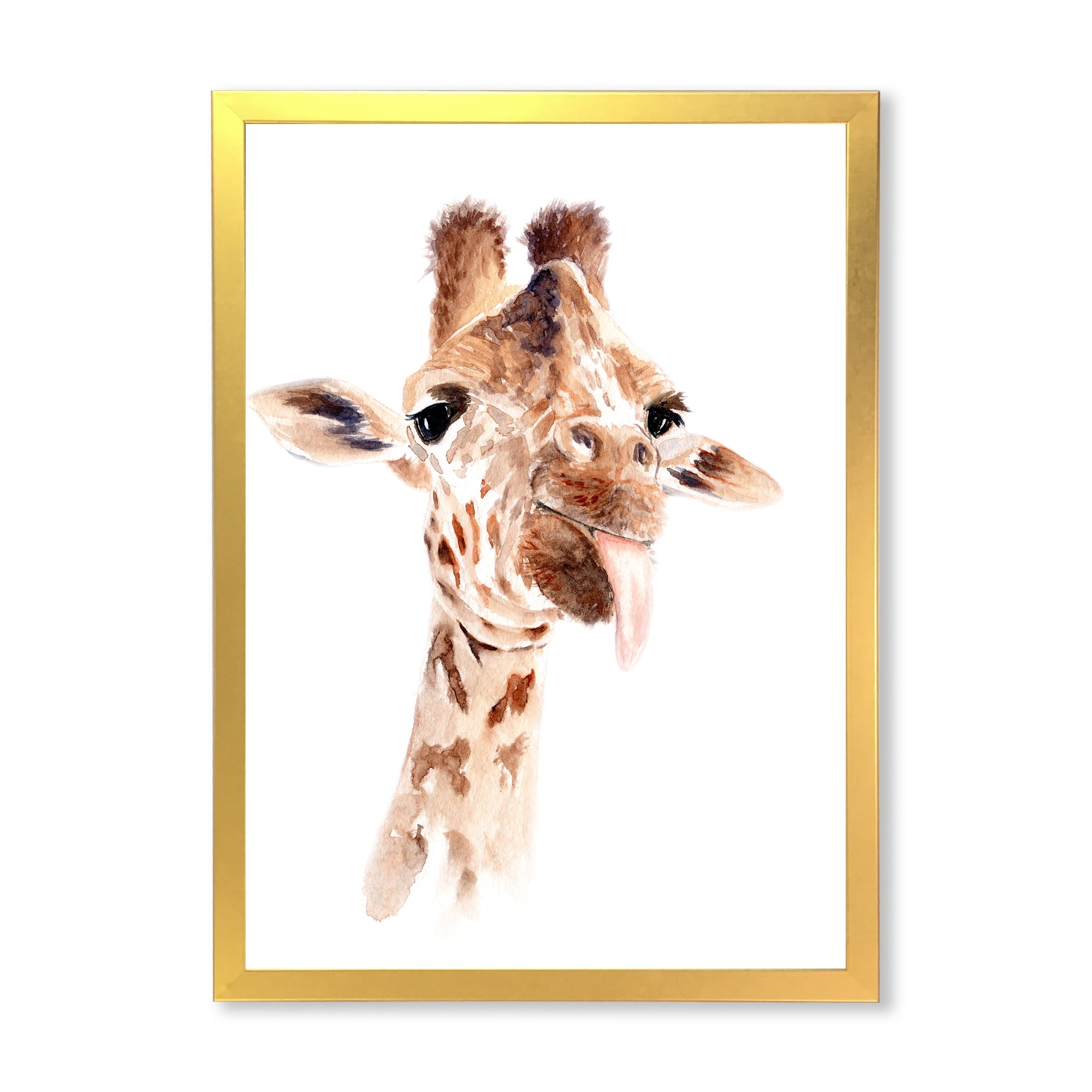 Designart 'Close Up Portrait of A Giraffe X' Farmhouse Framed Art Print