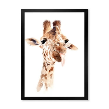 Designart 'Close Up Portrait of A Giraffe X' Farmhouse Framed Art Print