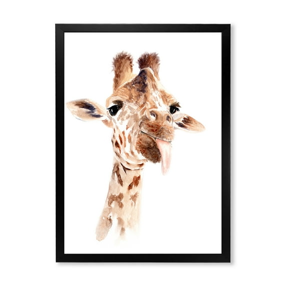 Designart 'Close Up Portrait of A Giraffe X' Farmhouse Framed Art Print