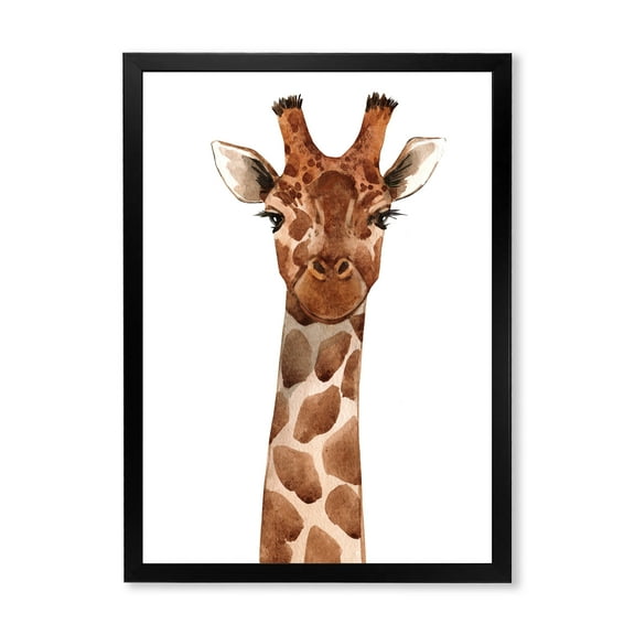 Designart 'Close Up Portrait of A Giraffe XI' Farmhouse Framed Art Print