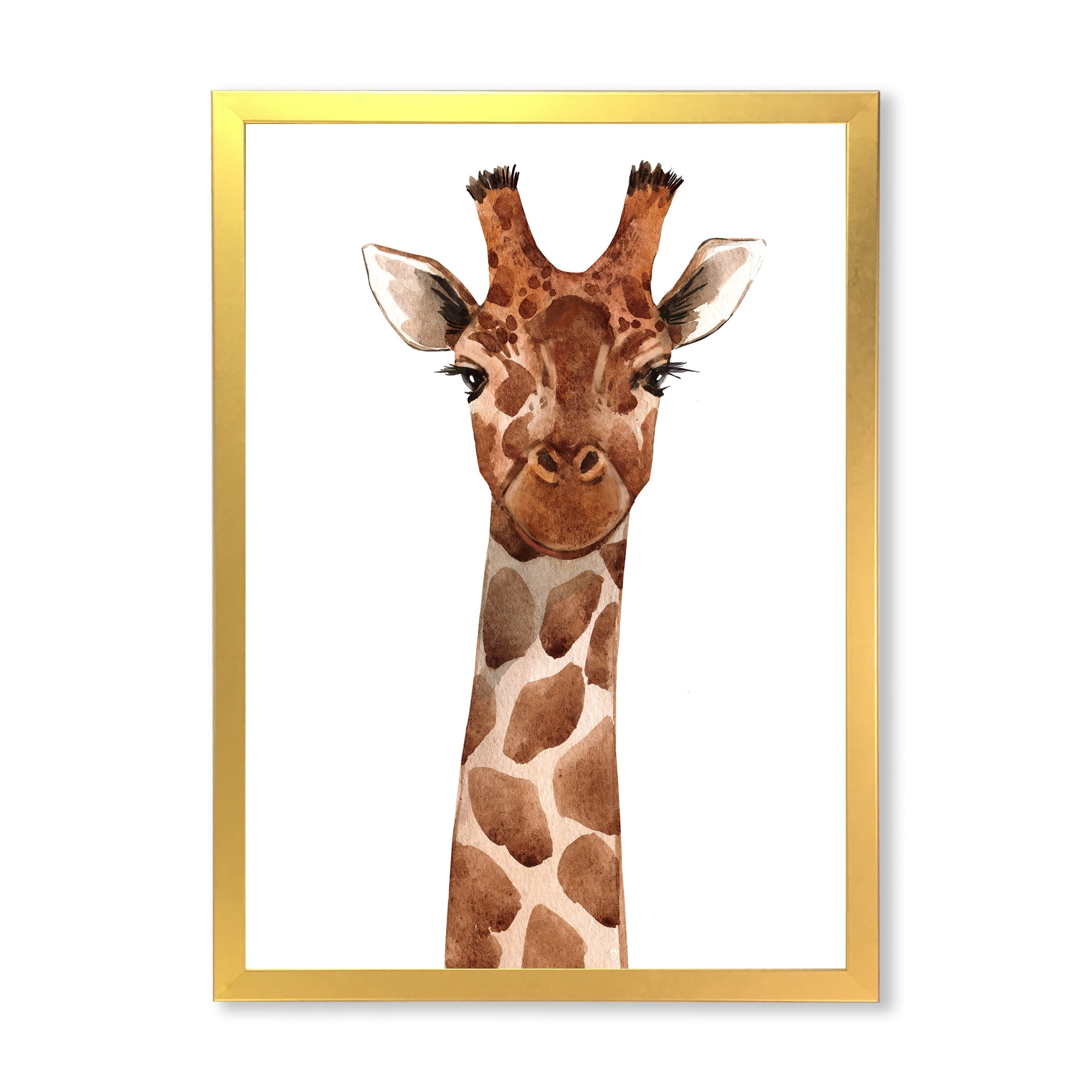 Designart 'Close Up Portrait of A Giraffe XI' Farmhouse Framed Art Print