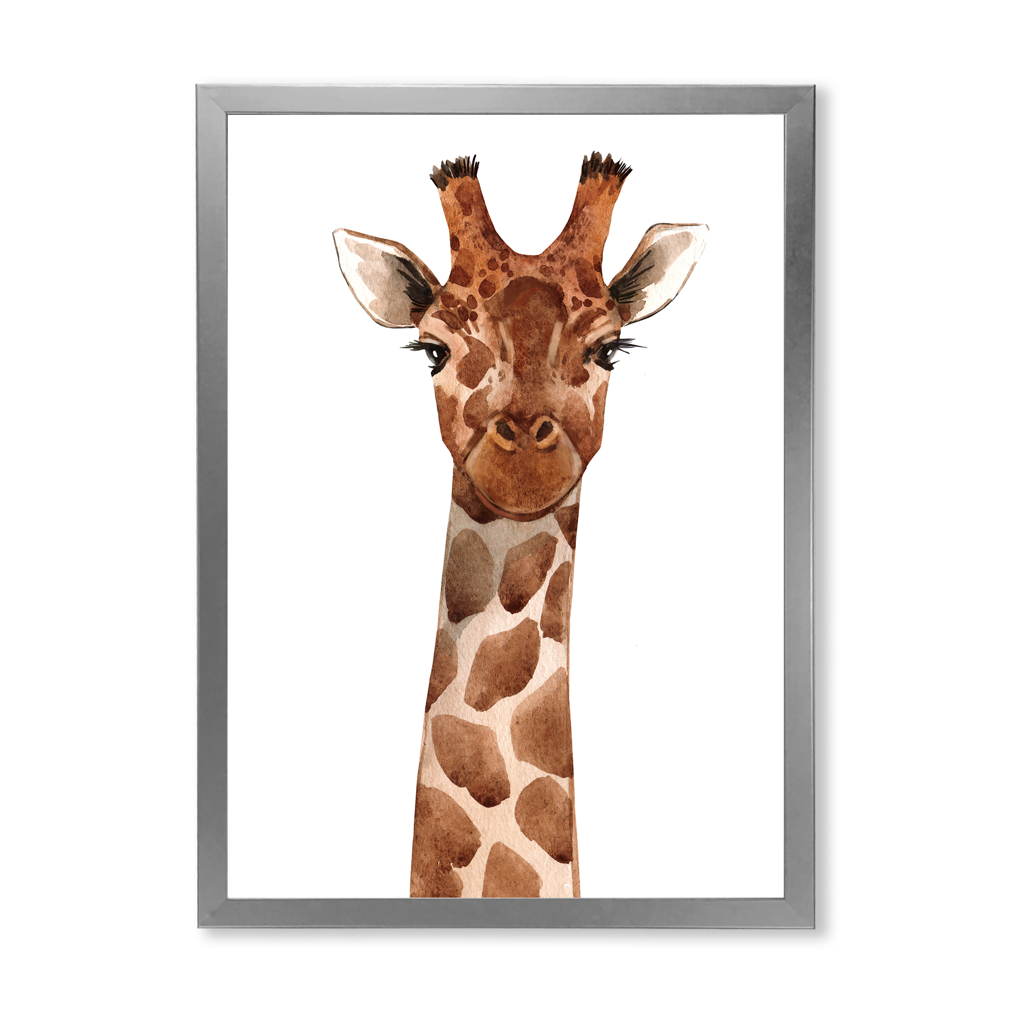 Designart 'Close Up Portrait of A Giraffe XI' Farmhouse Framed Art Print