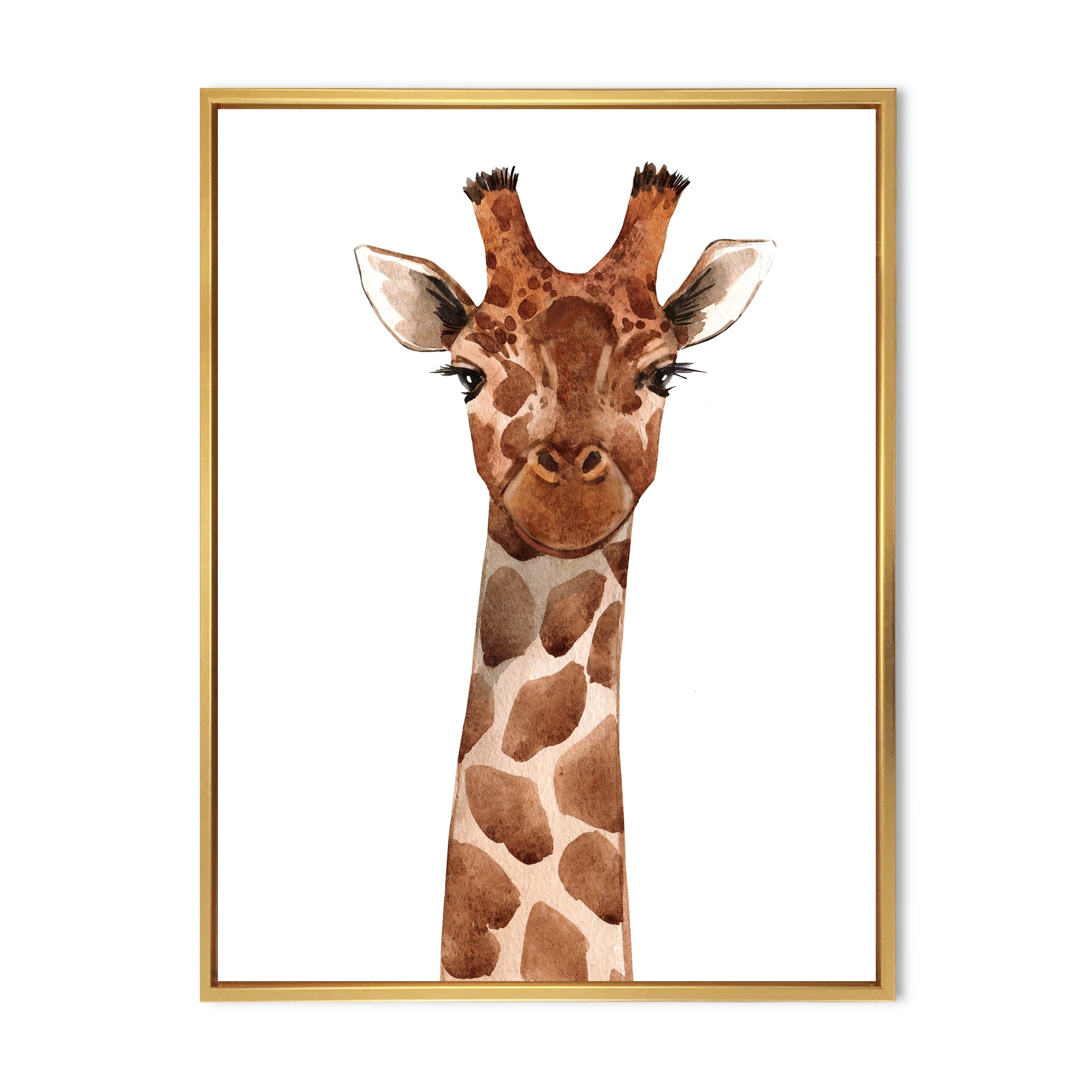 Designart 'Close Up Portrait of A Giraffe XI' Farmhouse Framed Canvas Wall Art Print