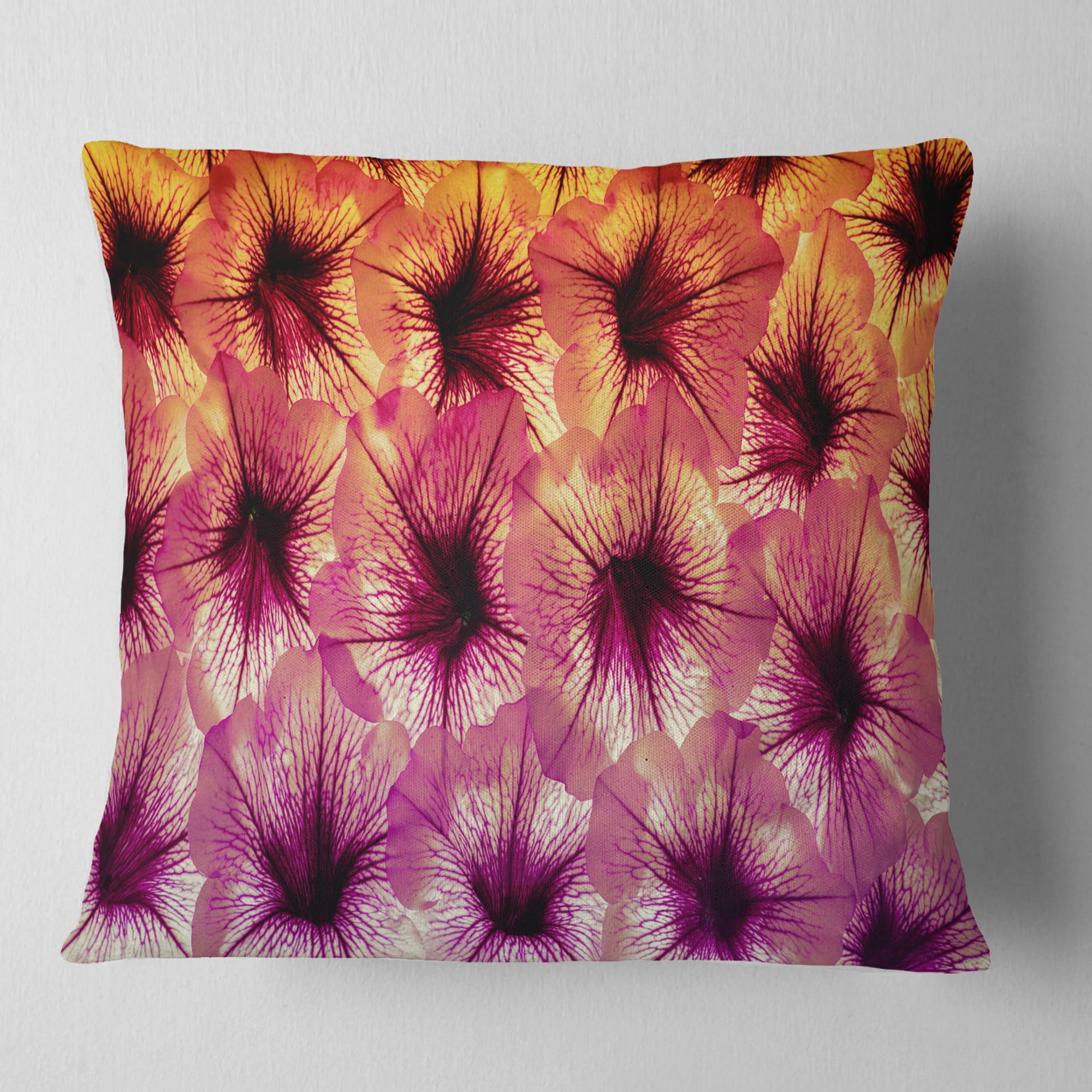 Designart Close Up Purple Flower Design - Floral Throw Pillow - 16x16