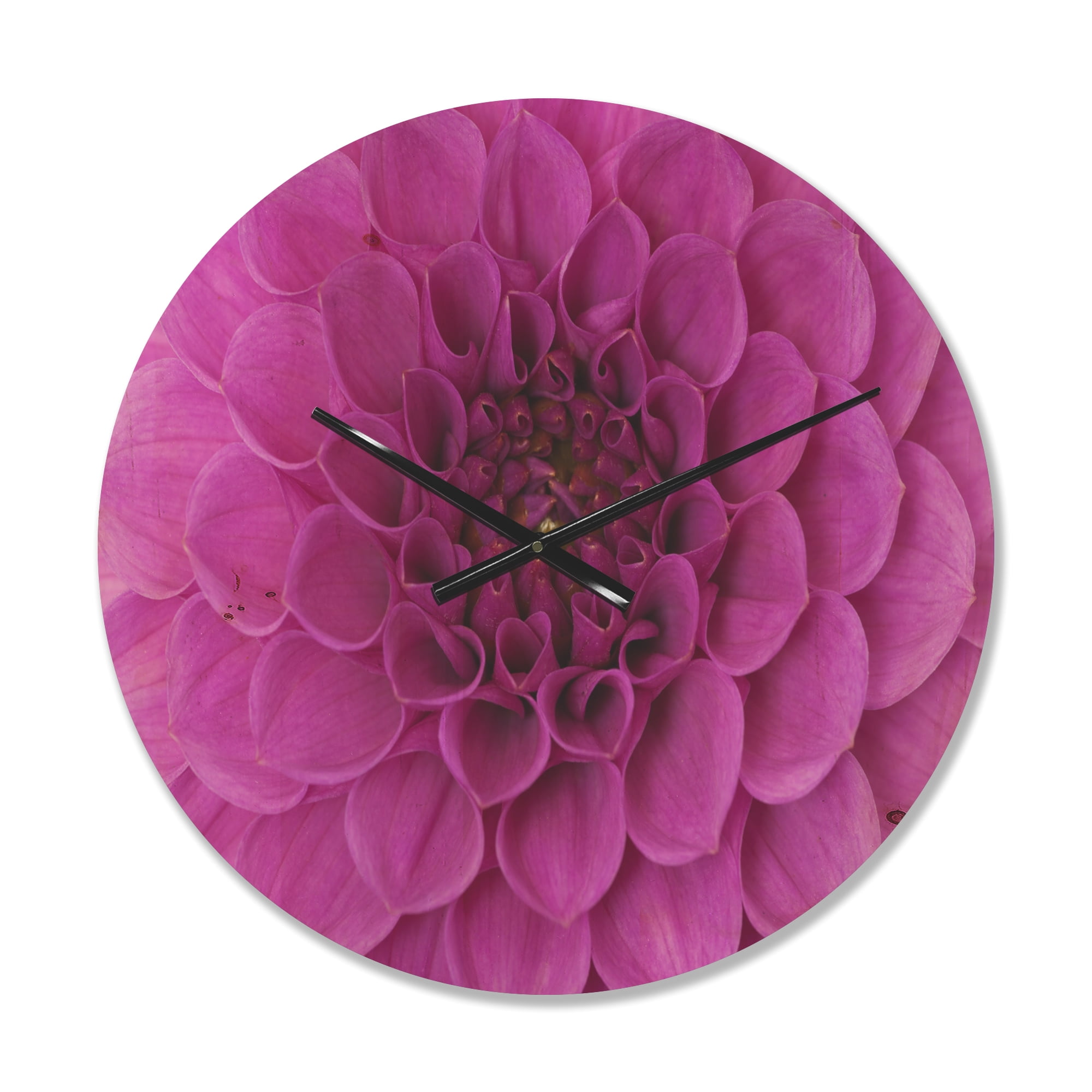 Designart 'Close Up Purple Flower and Petals ' Modern Wood Wall Clock