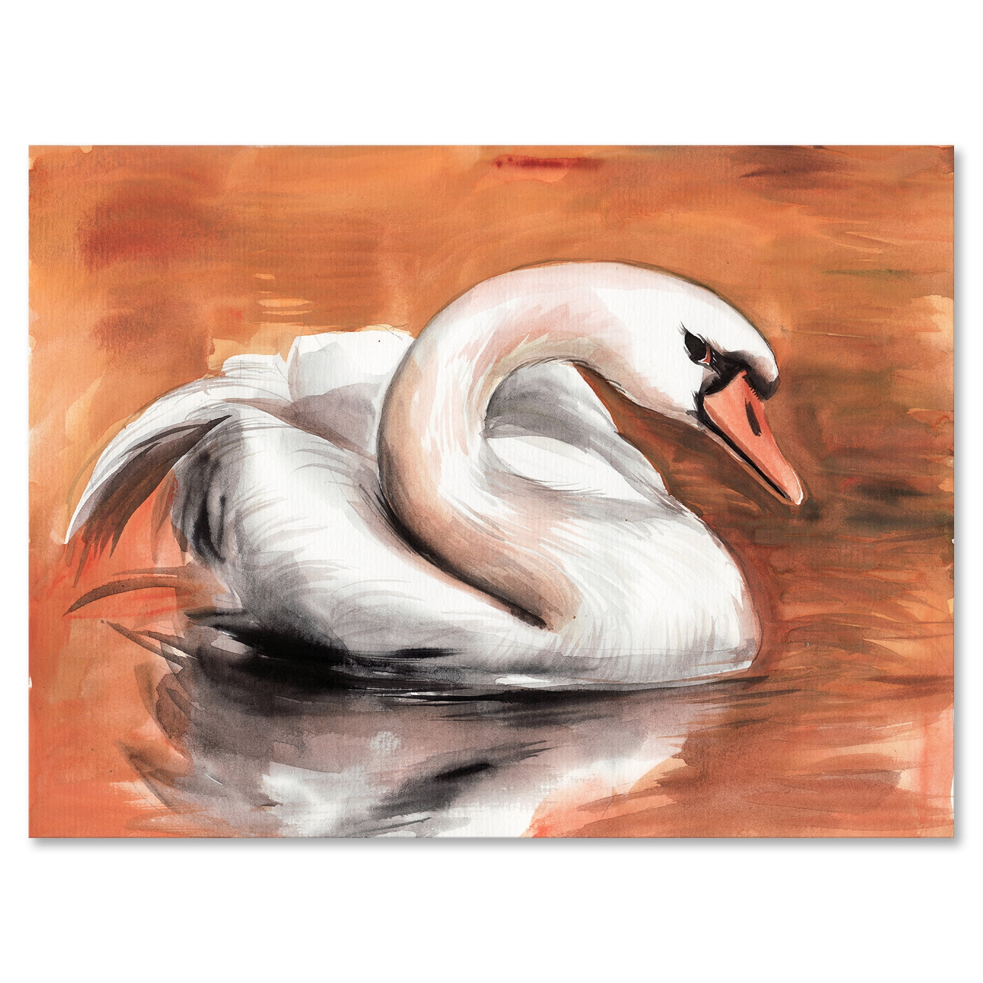 Designart ' Close Up Swan On The Water ' Traditional Canvas Wall Art Print