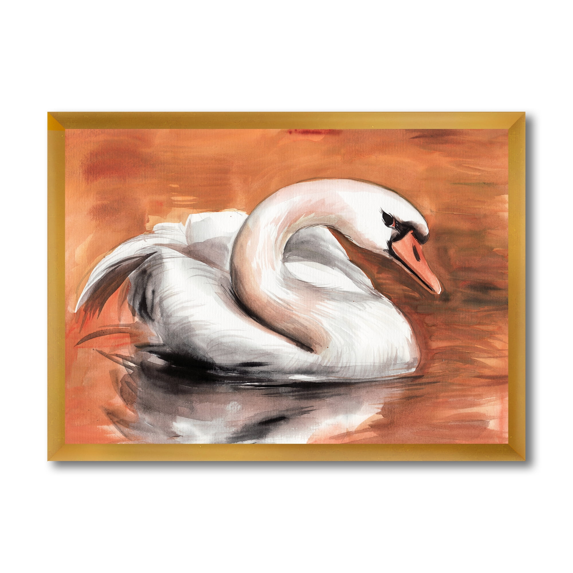 Designart 'Close Up Swan On The Water' Traditional Framed Art Print
