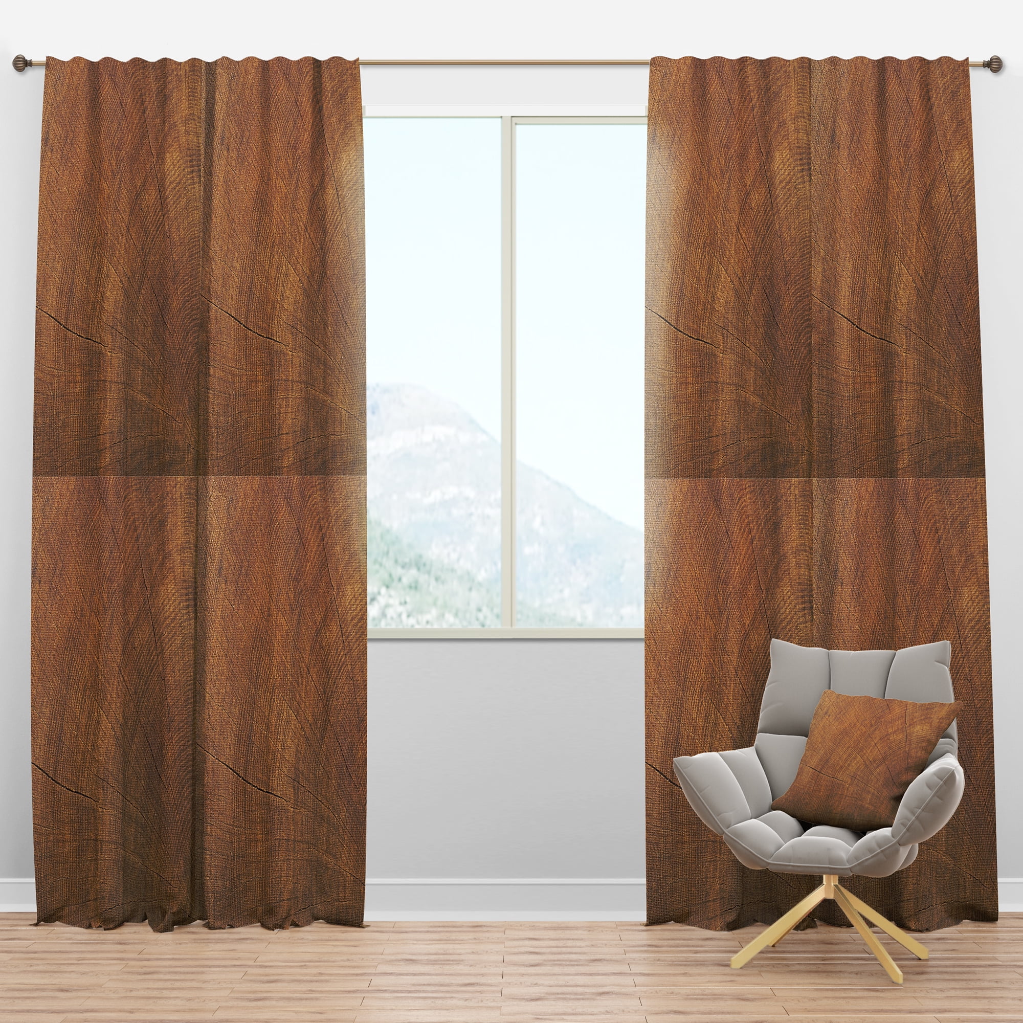 Designart 'Close Up Wood II' Abstract Blackout Curtain Panel