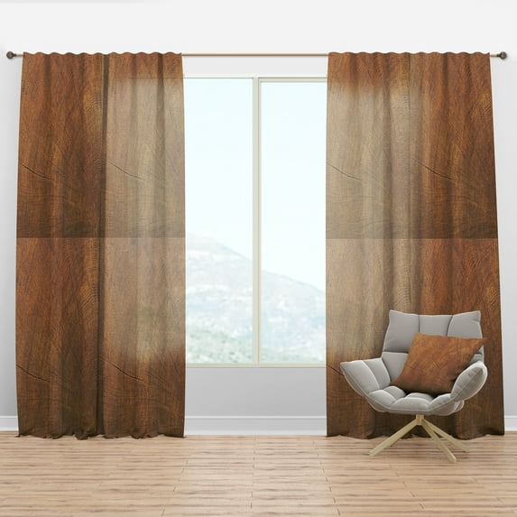 Designart 'Close Up Wood II' Abstract Curtain Panel