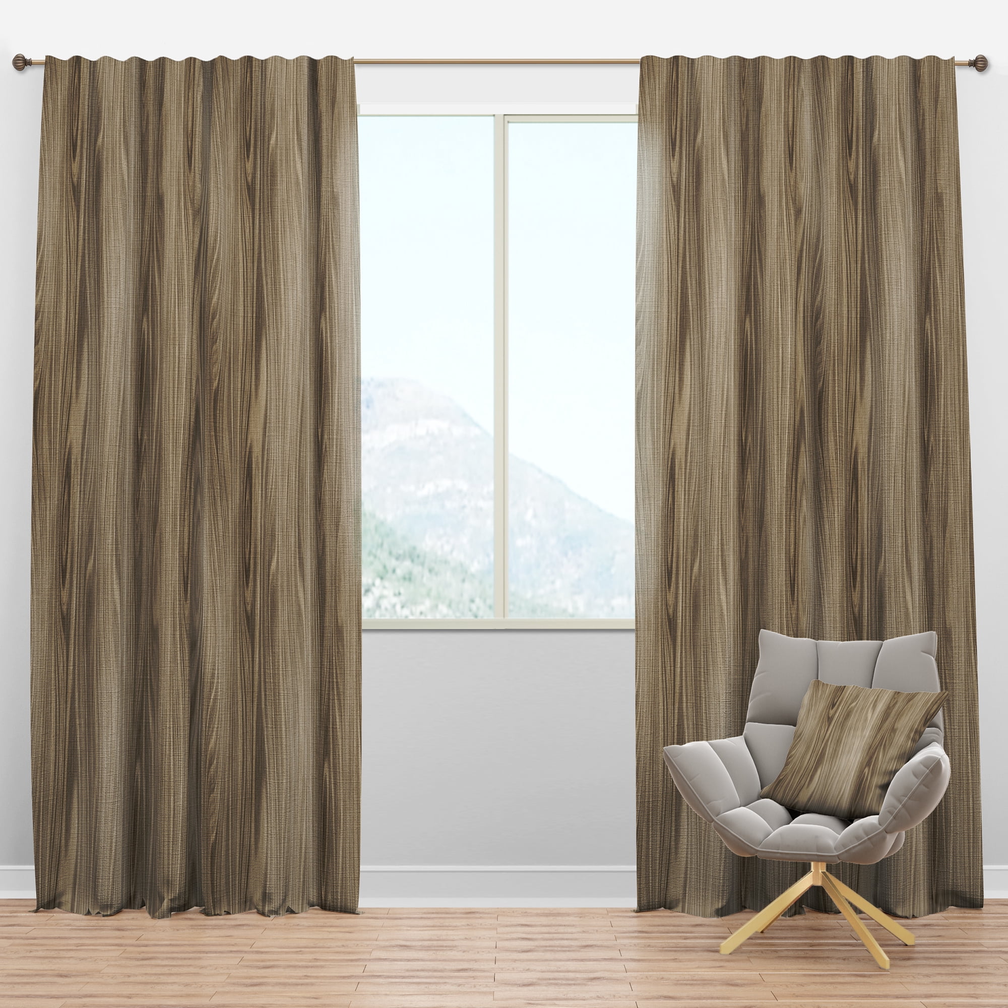Designart 'Close Up Wood III' Abstract Blackout Curtain Panel