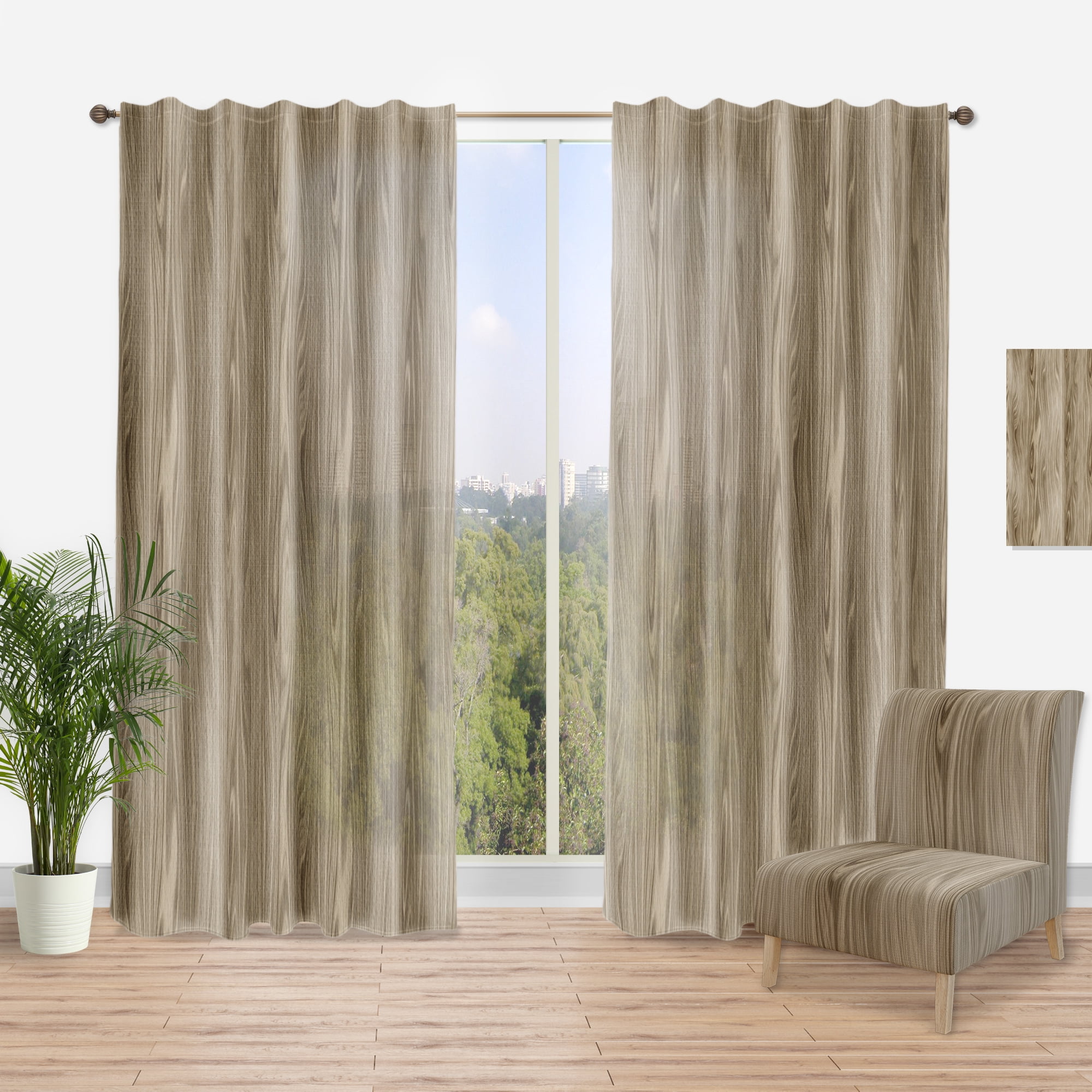 Designart 'Close Up Wood III' Abstract Curtain Panel