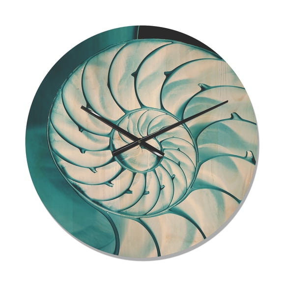 Designart 'Close Up of Chambered Nautilus Shell ' Modern Wood Wall Clock