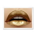 thumbnail image 1 of Designart 'Close Up of Woman Plump Lips With Golden Lipstick' Modern Framed Art Print, 1 of 4