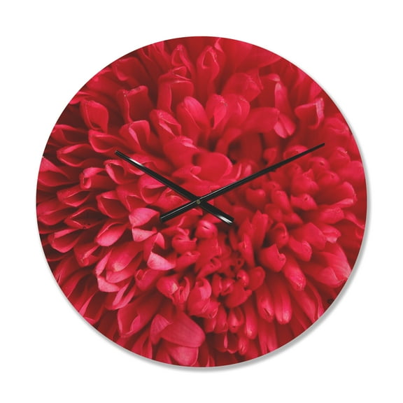 Designart 'Close up Pink Aster Flower Petals ' Modern Wood Wall Clock