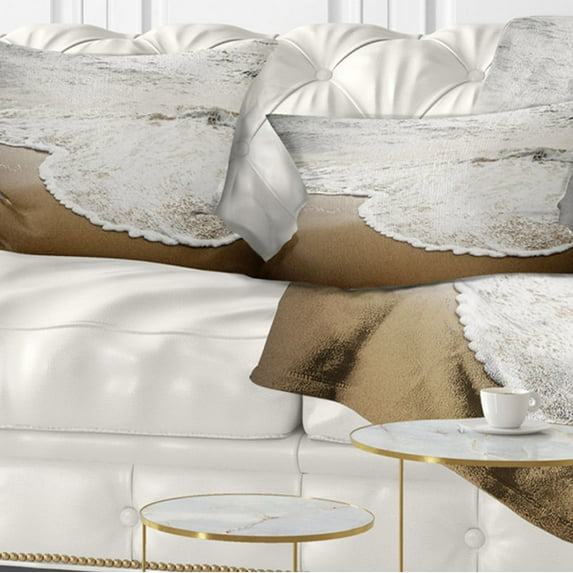 Designart Close up Waves in Mediterranean Sea - Seashore Throw Pillow - 12x20