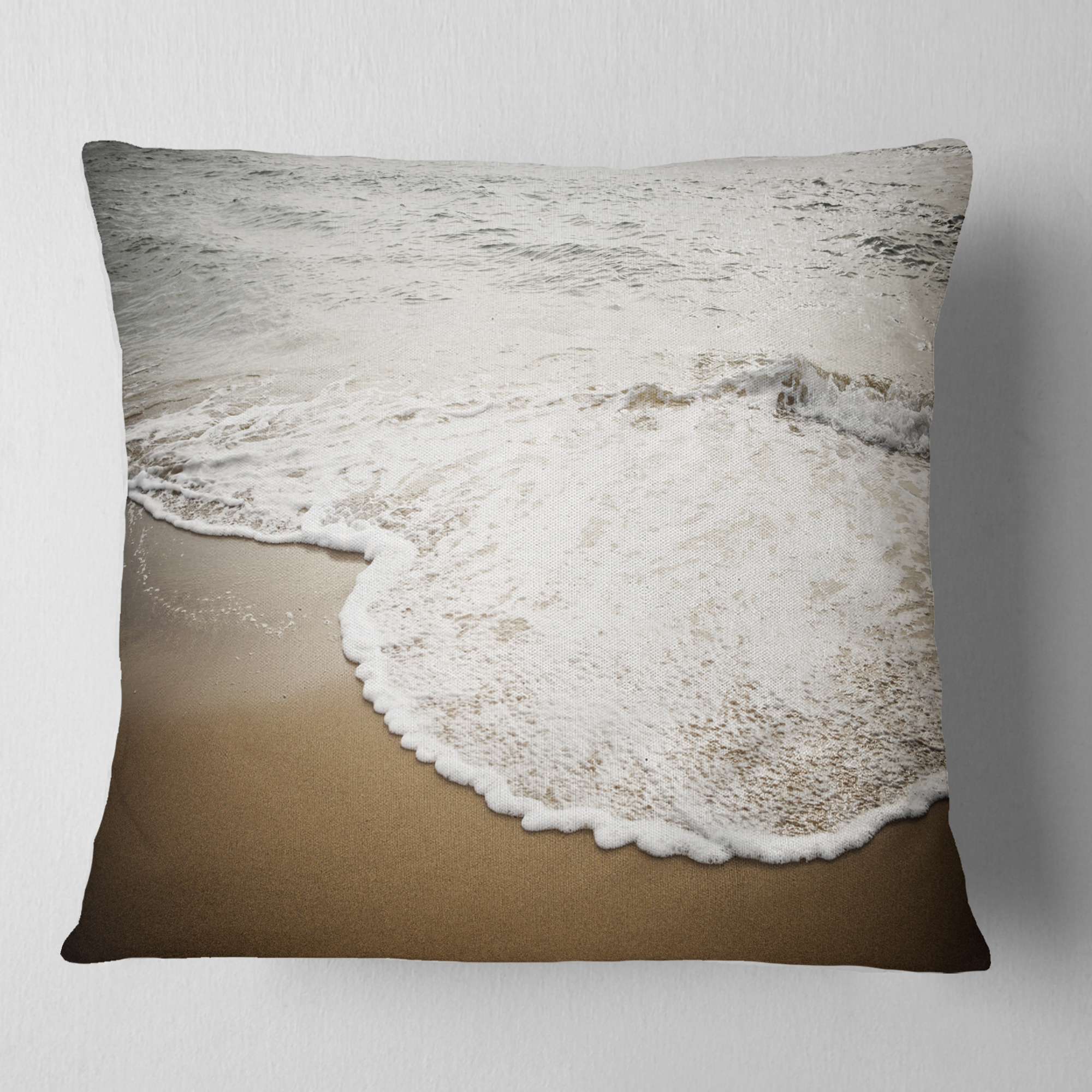 Designart Close up Waves in Mediterranean Sea - Seashore Throw Pillow - 16x16
