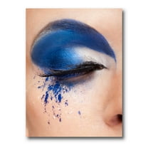 Designart ' Closed Woman Eye With Blue Fantasy Make Up ' Modern Canvas Wall Art Print