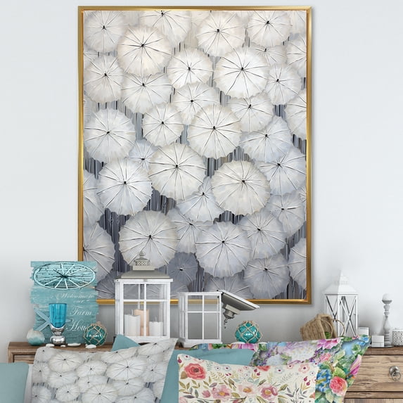 Designart "Cloud Of White Canopies I" Sky Floater Framed Wall Decor