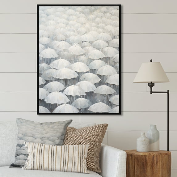 Designart "Cloud Of White Canopies III" Sky Floater Framed Wall Art Prints
