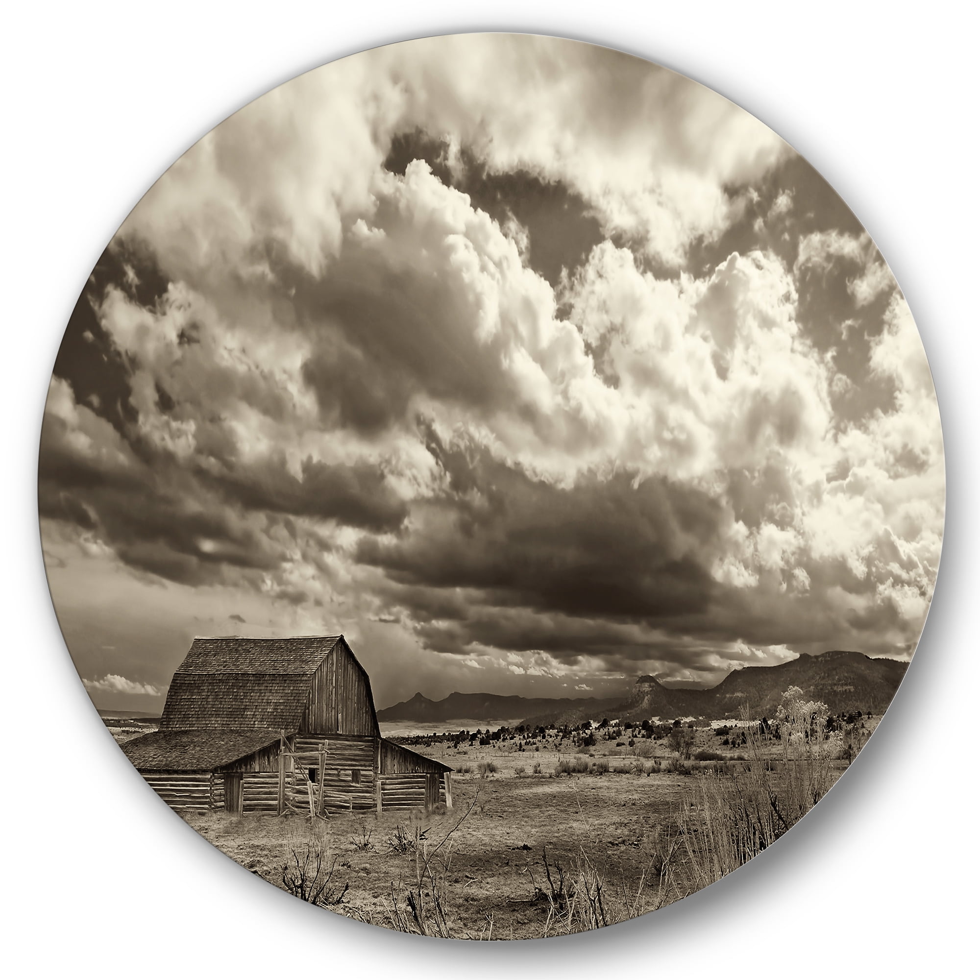 Designart 'Clouds After The Rain On The Prairie' Traditional Circle Metal Wall Art 29x29 - Disc of 29