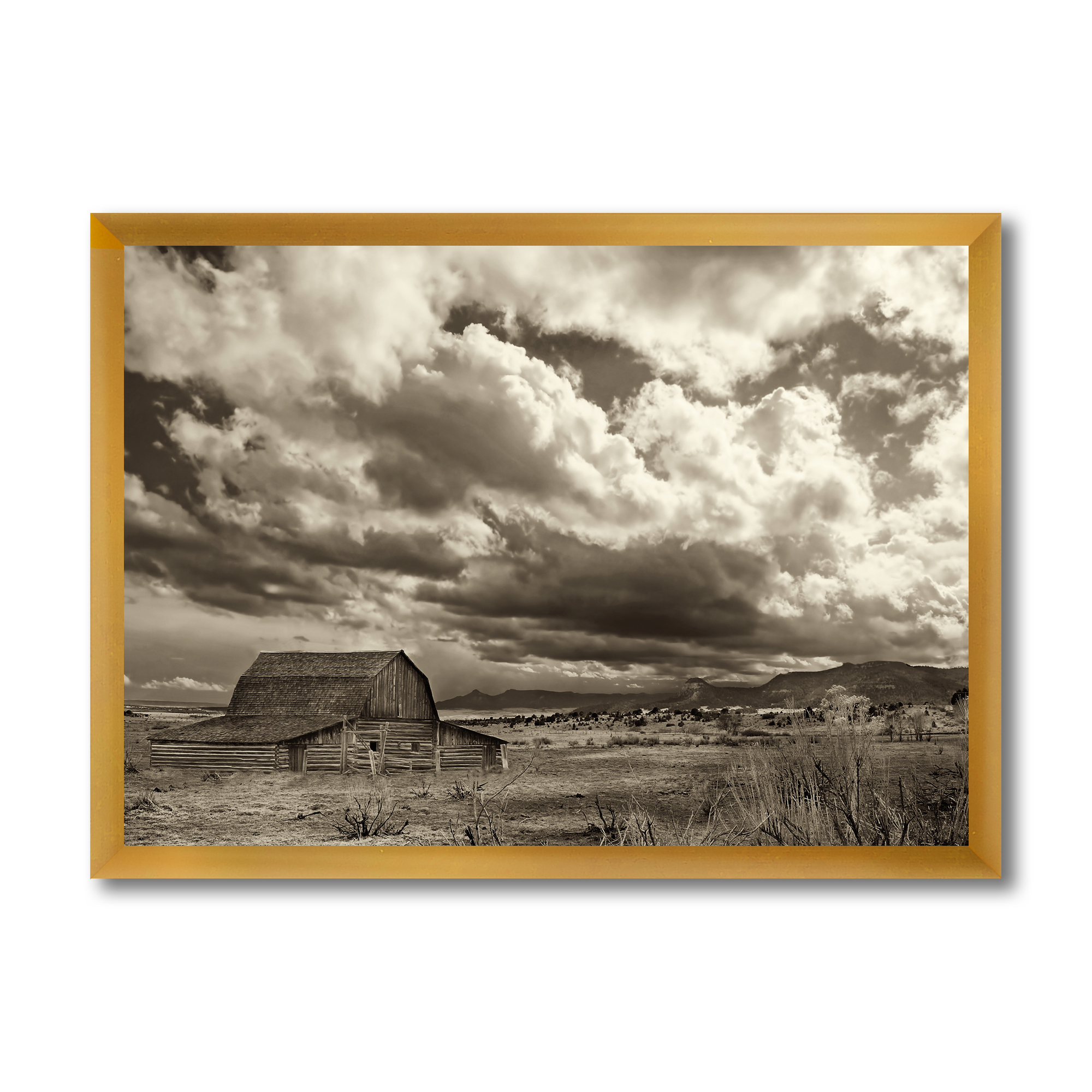 Designart 'Clouds After The Rain On The Prairie' Traditional Framed Art Print