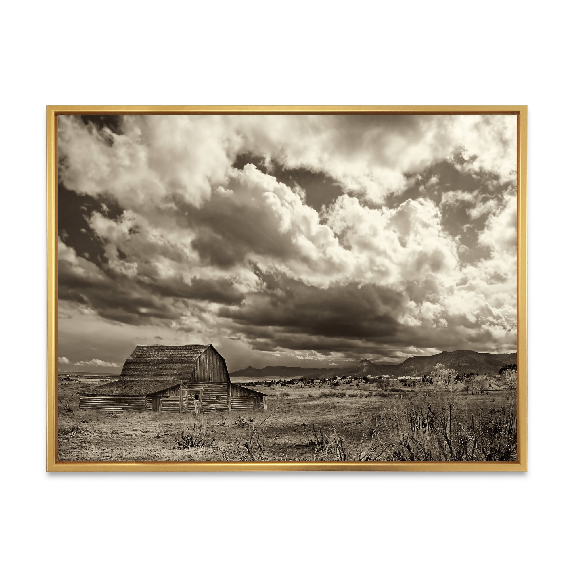 Designart 'Clouds After The Rain On The Prairie' Traditional Framed Canvas Wall Art Print