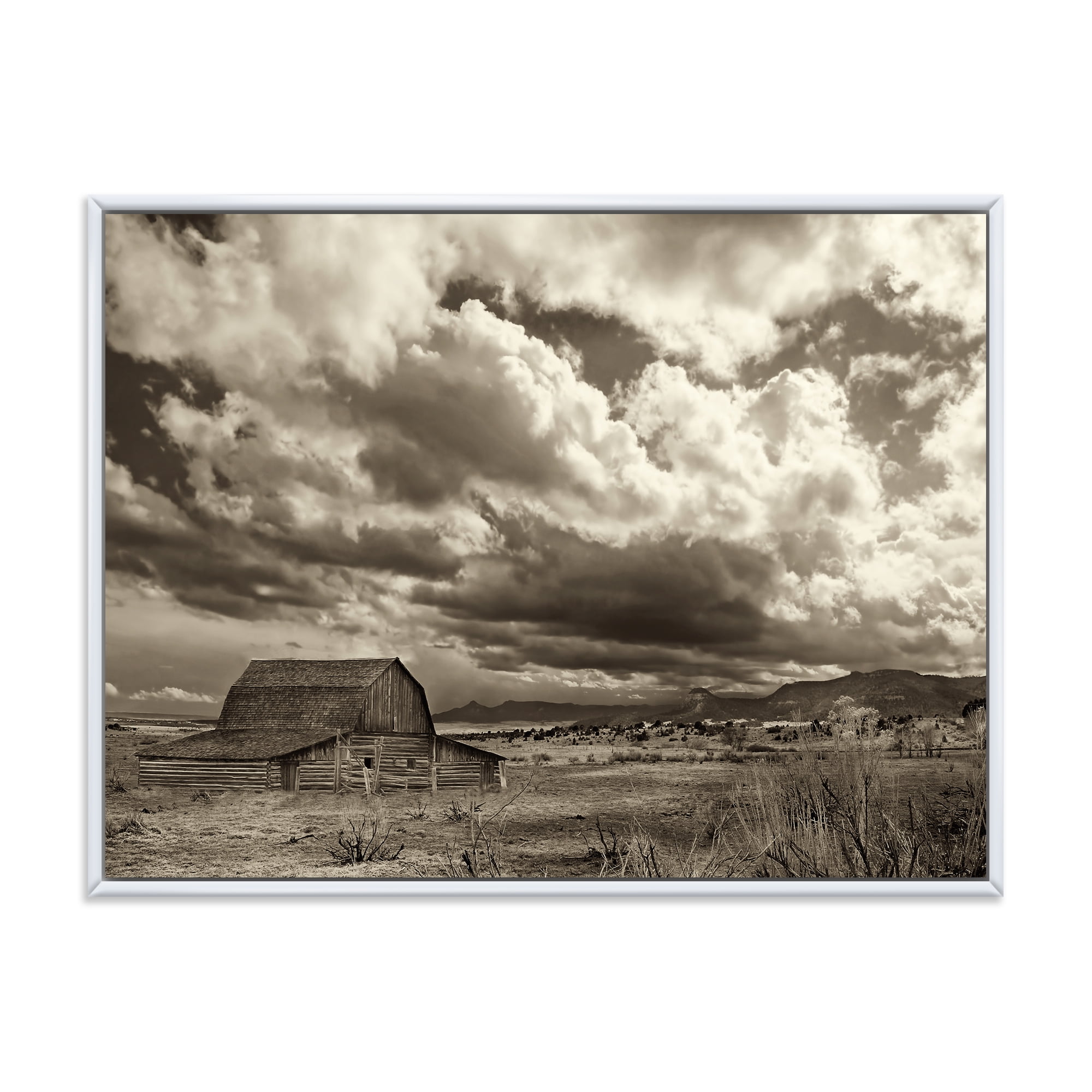Designart 'Clouds After The Rain On The Prairie' Traditional Framed Canvas Wall Art Print
