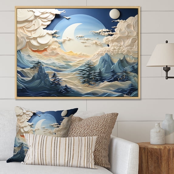 Designart "Clouds Celestial horizon I" Landscapes Floater Framed Canvas Art Print