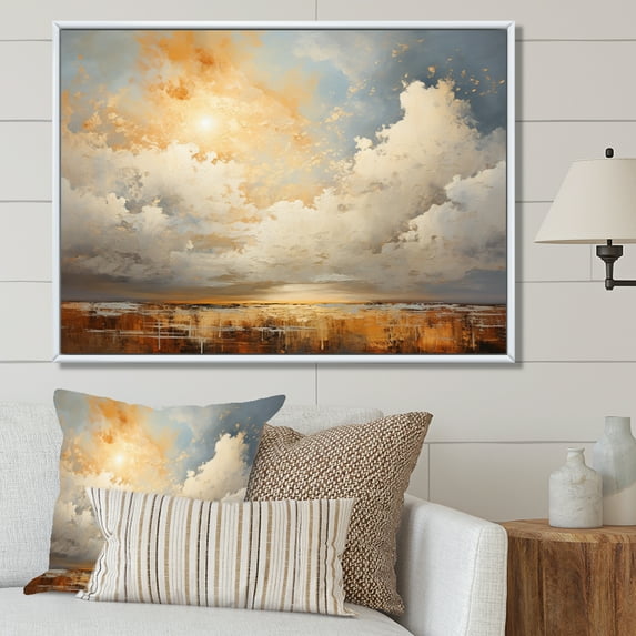 Designart "Clouds Prairies compositions V" Landscapes Floater Framed Canvas Art Print
