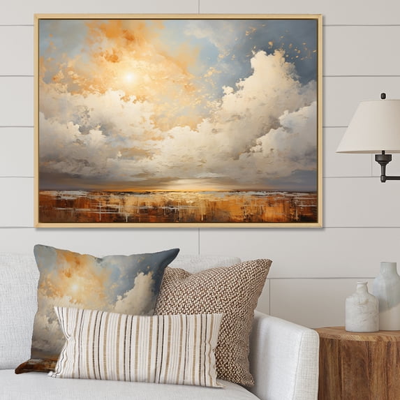 Designart "Clouds Prairies compositions V" Landscapes Floater Framed Canvas Art Print