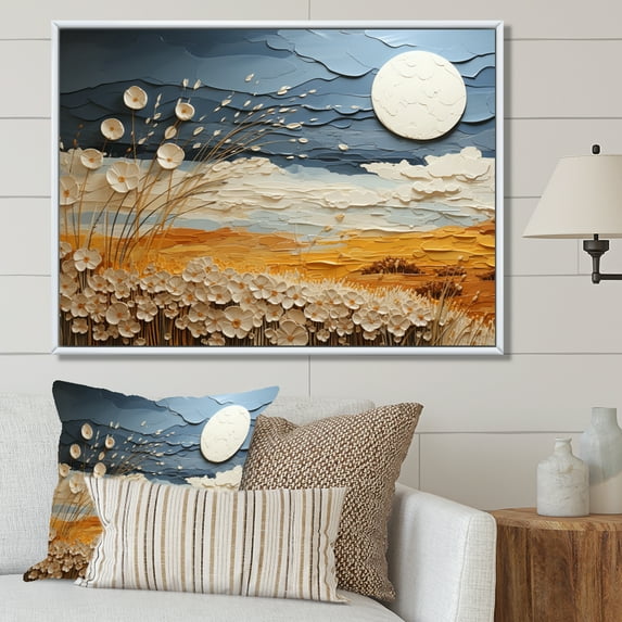 Designart "Clouds Prairies compositions VII" Modern Floater Framed Canvas Wall Art