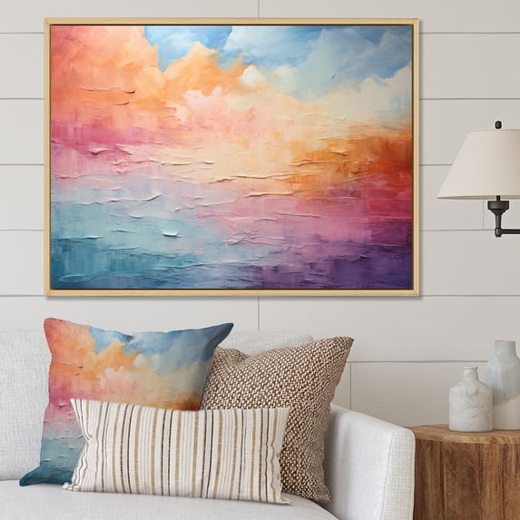 Designart "Clouds Whispering Clouds composition II" Landscapes Floater Framed Wall Decor