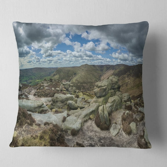 Designart Clouds and Stones under Wild Clouds - Landscape Printed Throw Pillow - 18x18