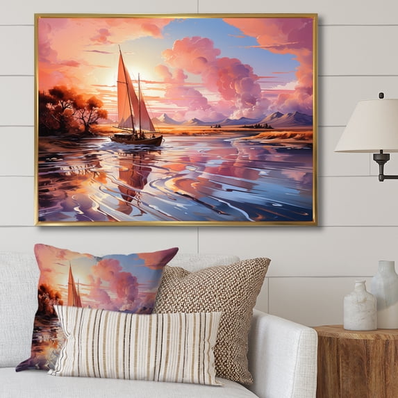 Designart "Clouds curious Wanderers" Nautical & Beach Floater Framed Wall Art Print