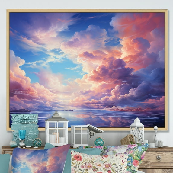 Designart "Clouds curious Wisps I" Landscapes Floater Framed Wall Art Living Room
