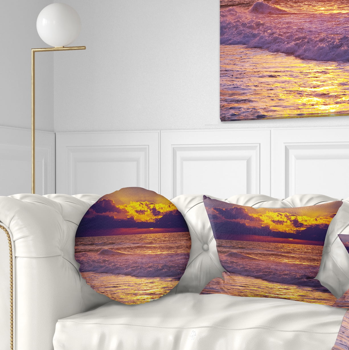 Designart Clouds in Bright Sunshine At Sunset - Landscape Printed Throw Pillow - 12x20