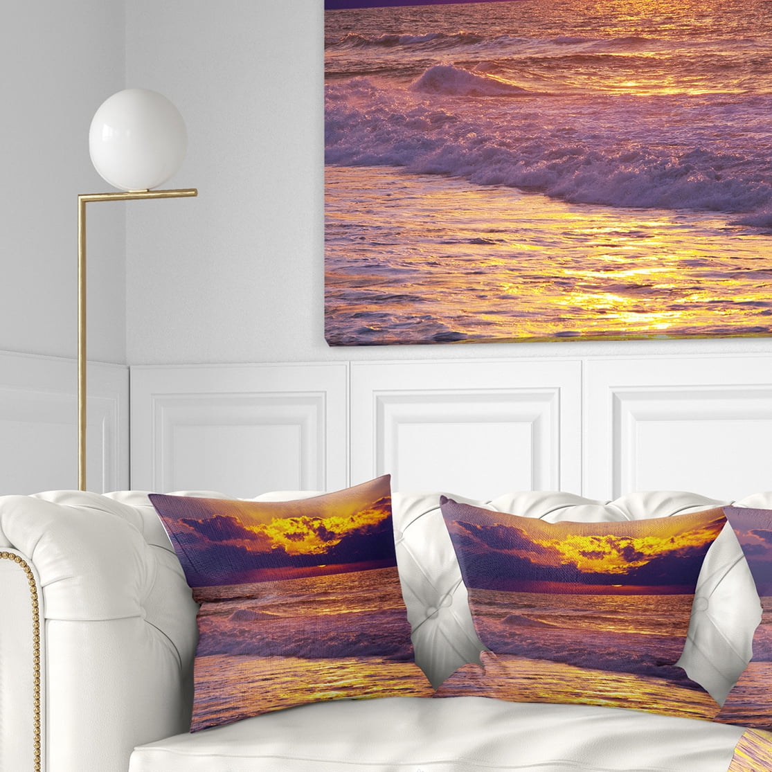 Designart Clouds in Bright Sunshine At Sunset - Landscape Printed Throw Pillow - 16x16