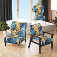 thumbnail image 1 of Designart "Clouds of Blue and Gold Marble IV" Blue Marble Upholstered Accent Chair - Modern Arm Chair For Bedroom, 1 of 5