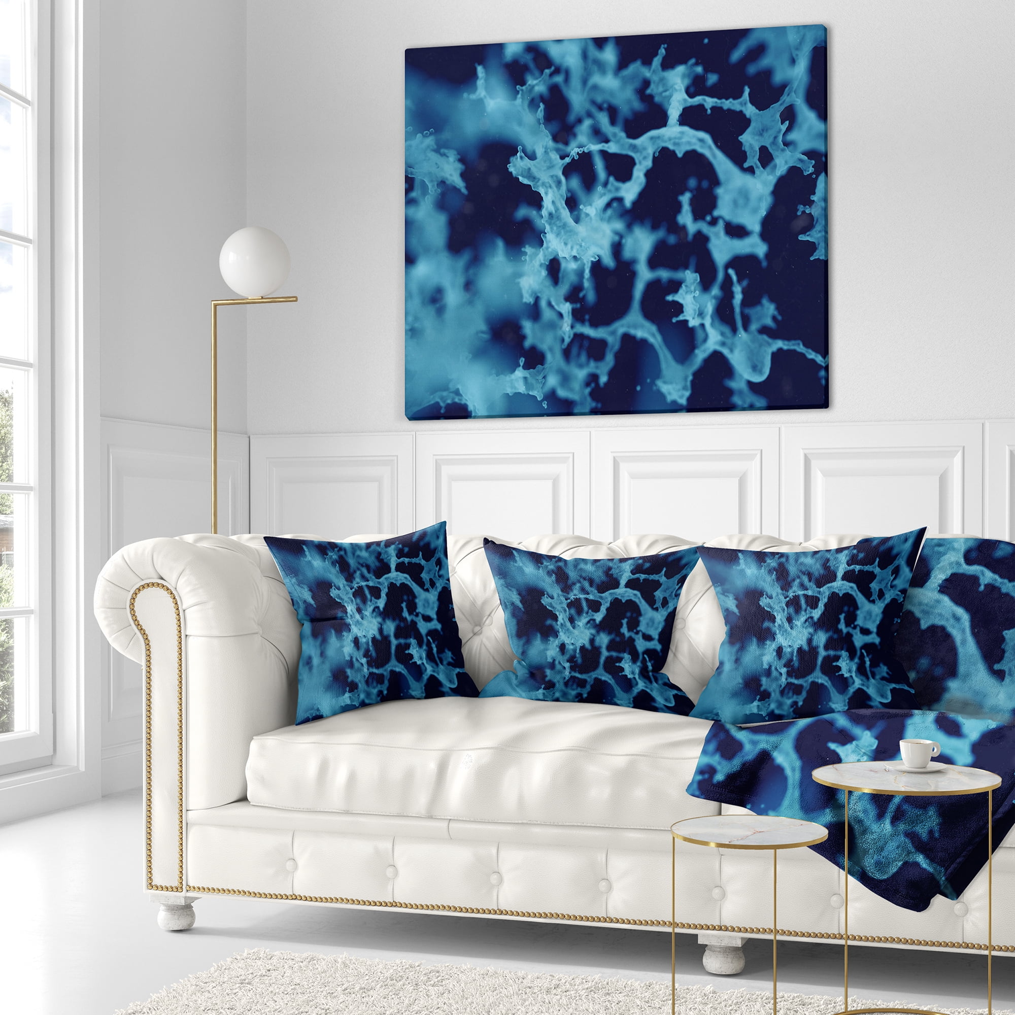 Designart Cloudy Abstract Blue Texture - Abstract Throw Pillow - 18x18